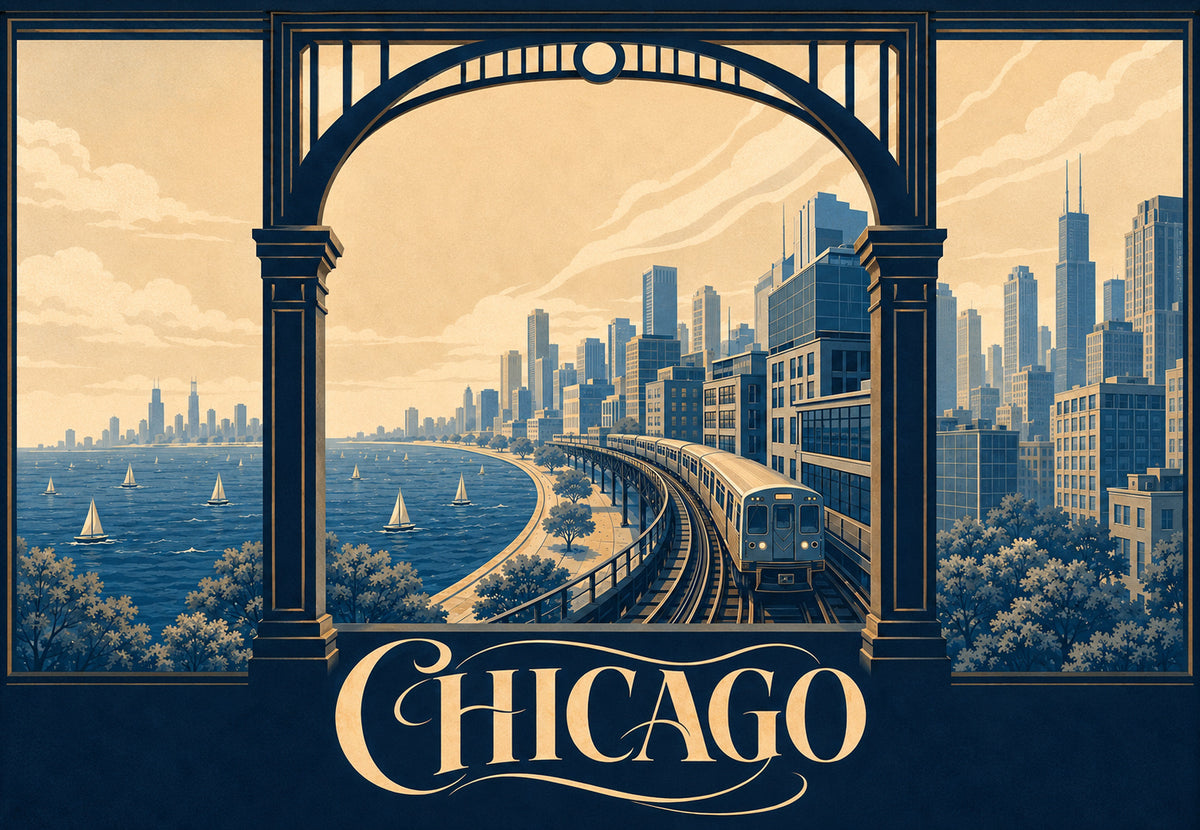 Chicago, a magasvasút a tó partján (Fekvő)