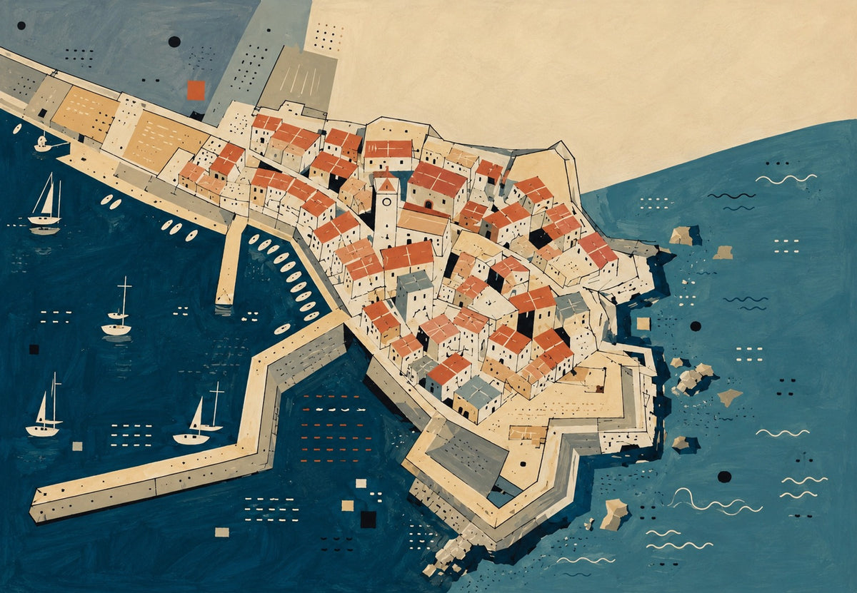 Città fortificata e tetti rossi vista dall'alto (Orizzontale)