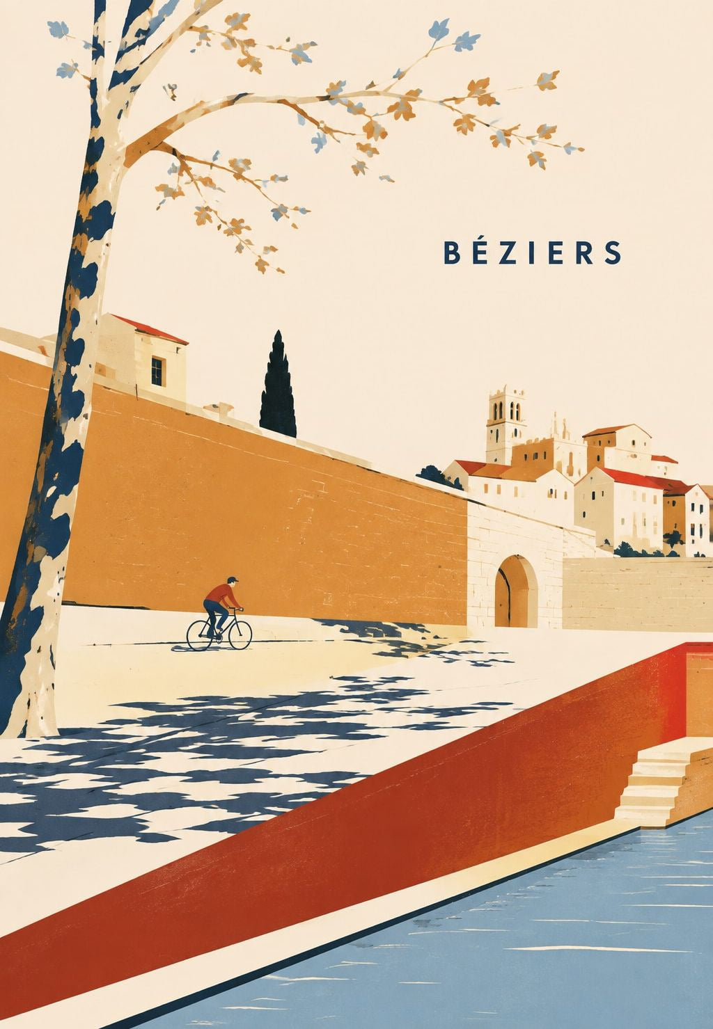 Ποδηλάτης κάτω από τα τείχη του Béziers