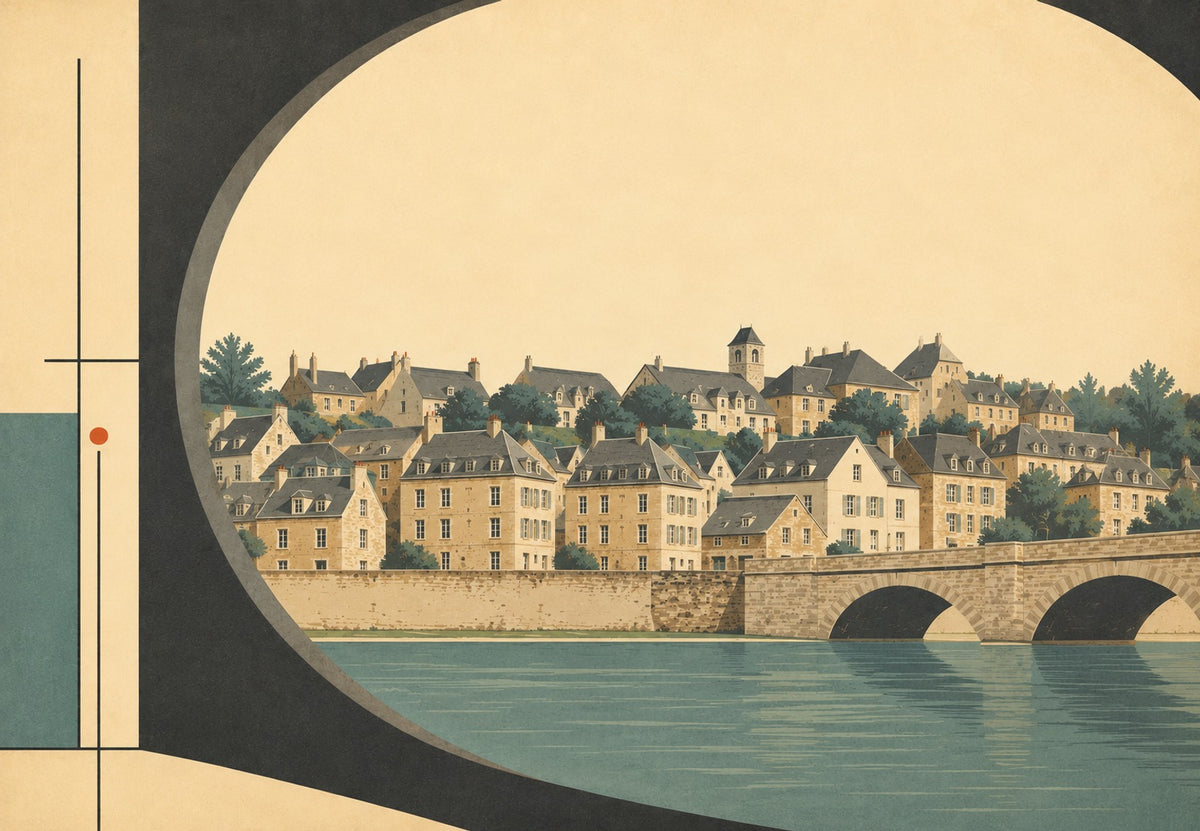 Steinstadt am Fluss (Querformat)