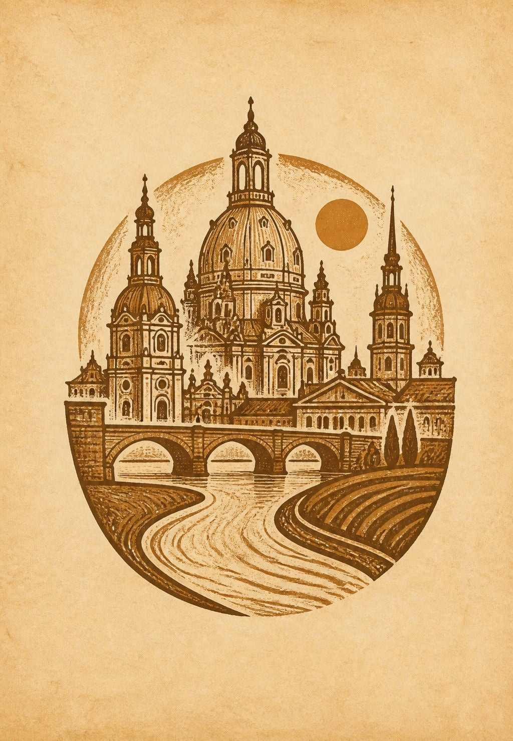 Dresda, cupola e ponte sull'Elba