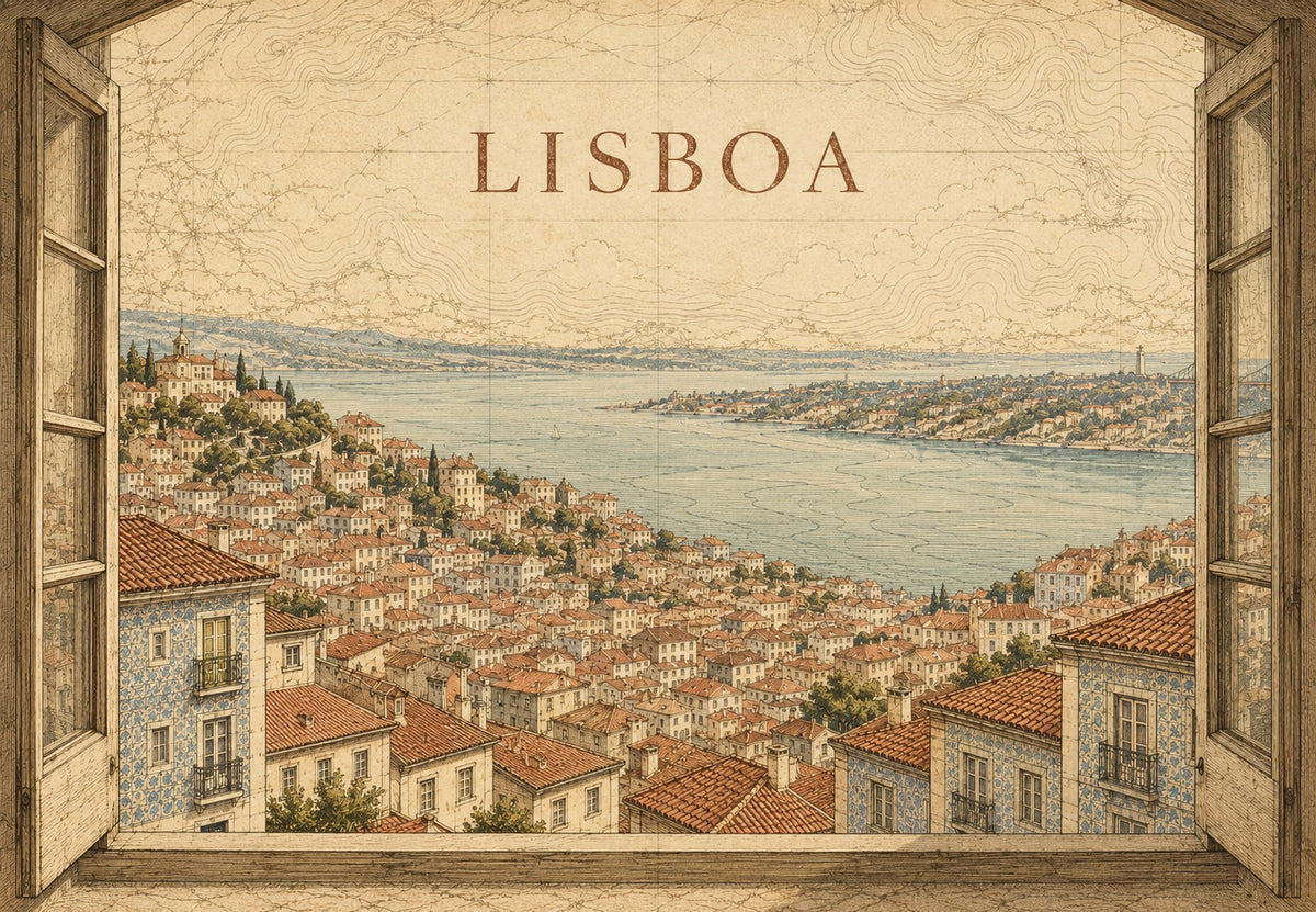 Open Window over the Rooftops of Lisbon (Landscape)