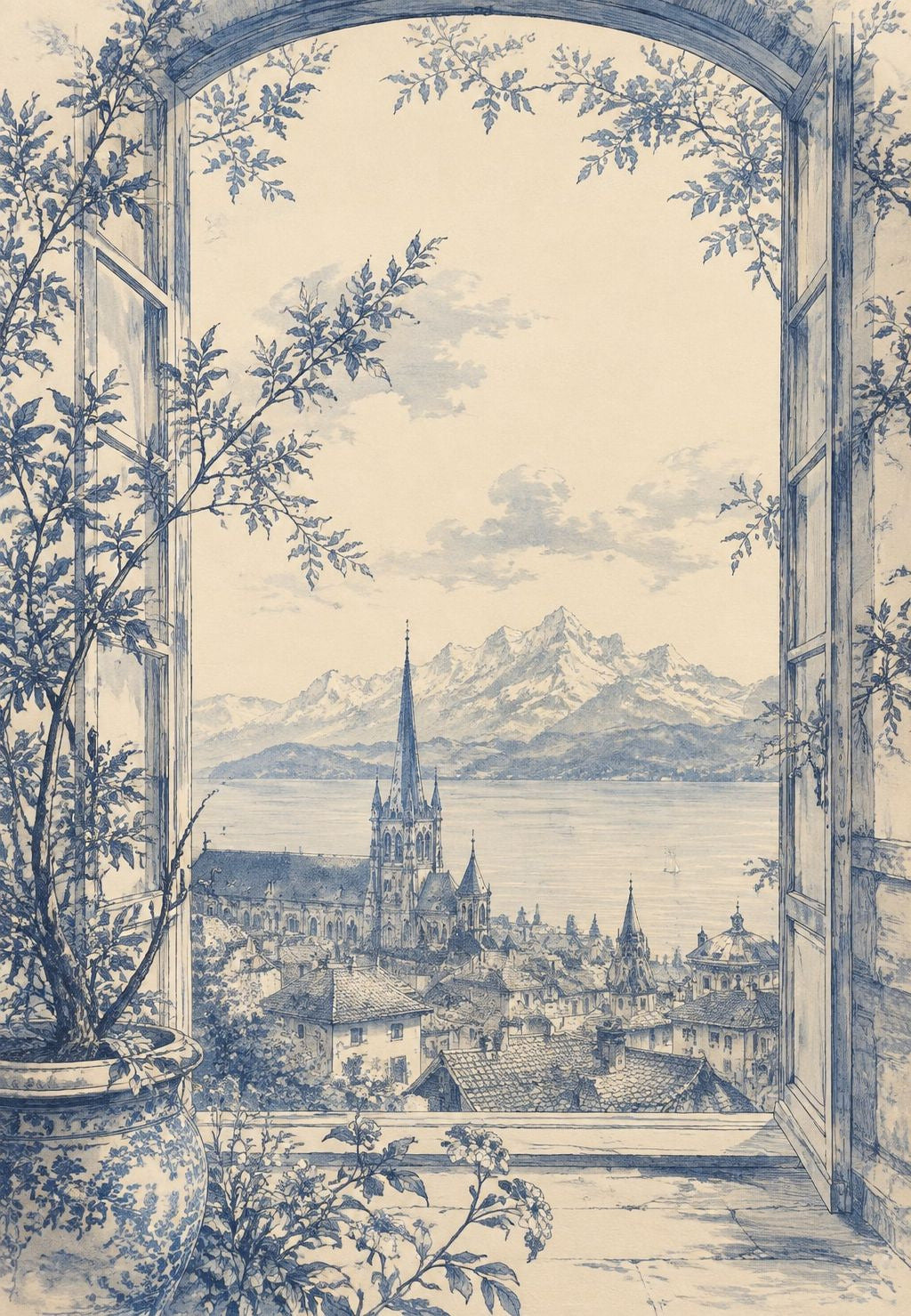 Fenster zur Kathedrale von Lausanne