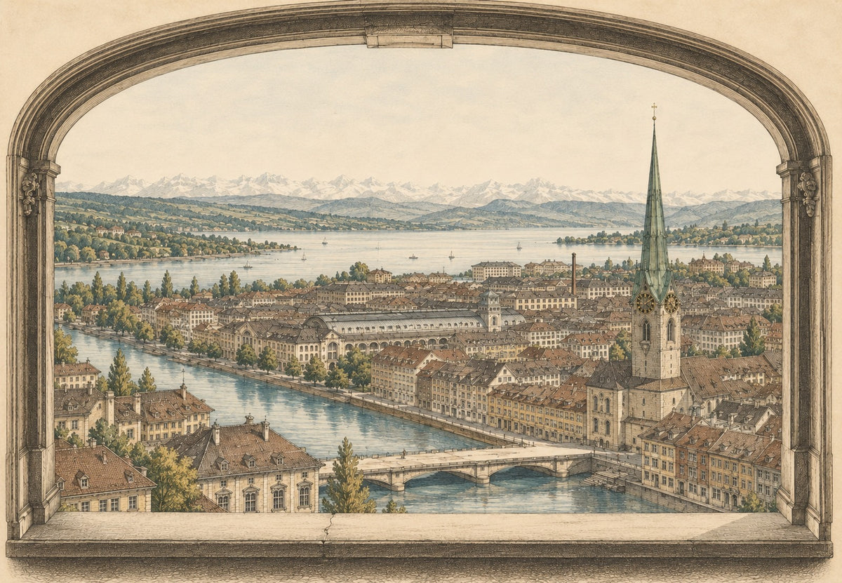 Window onto Zurich and Its Lake (Landscape)