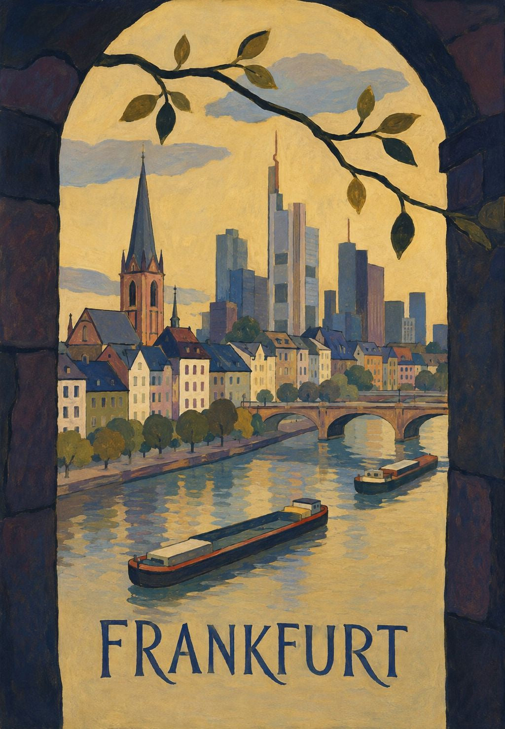 Frankfurt and Its Barges Seen from the Archway