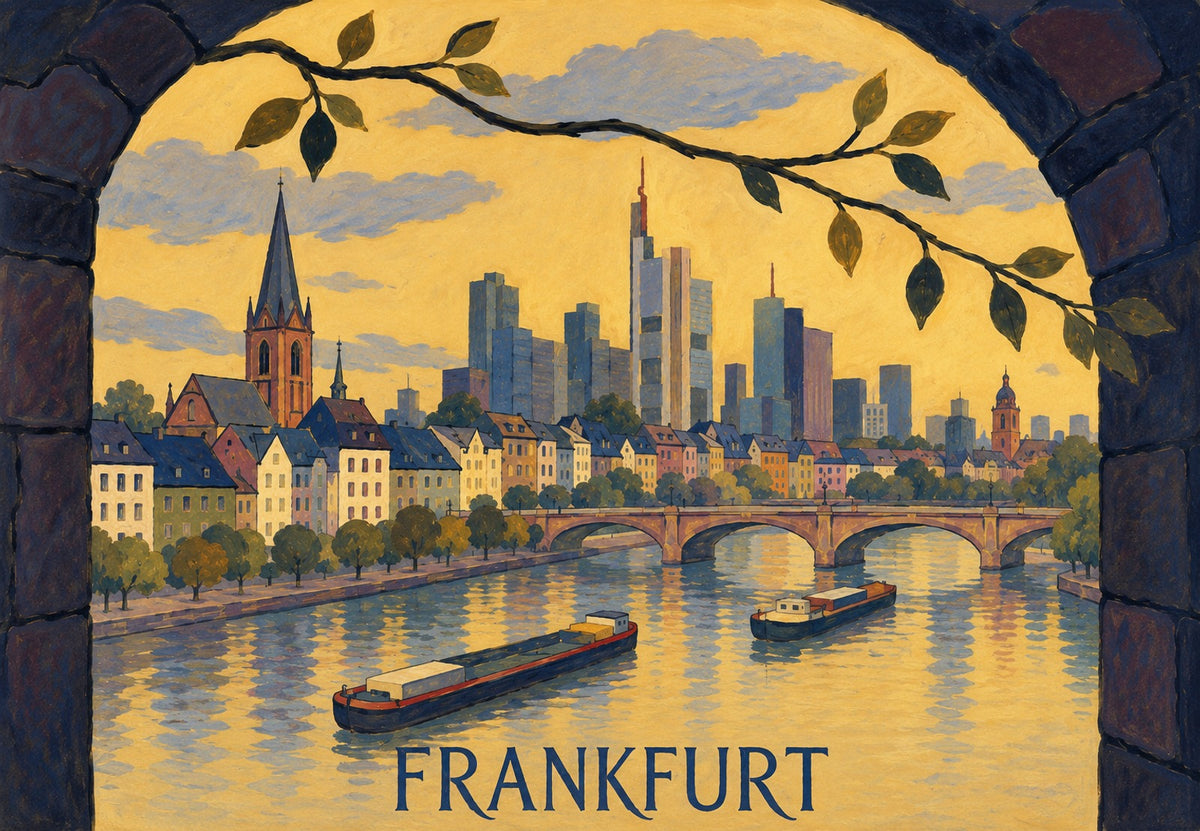 Frankfurt and Its Barges Seen from the Archway (Landscape)