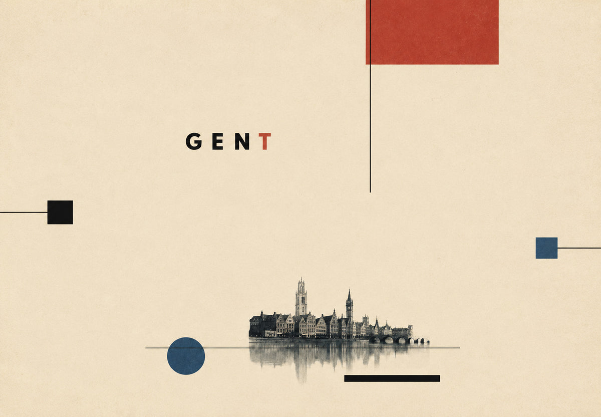 Gent, Silhouette auf dem Wasser (Querformat)