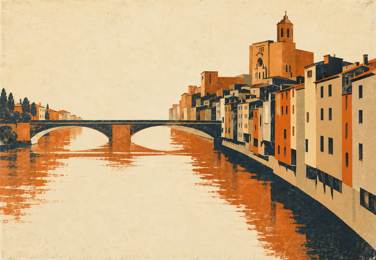 Girona am Wasser (Querformat)