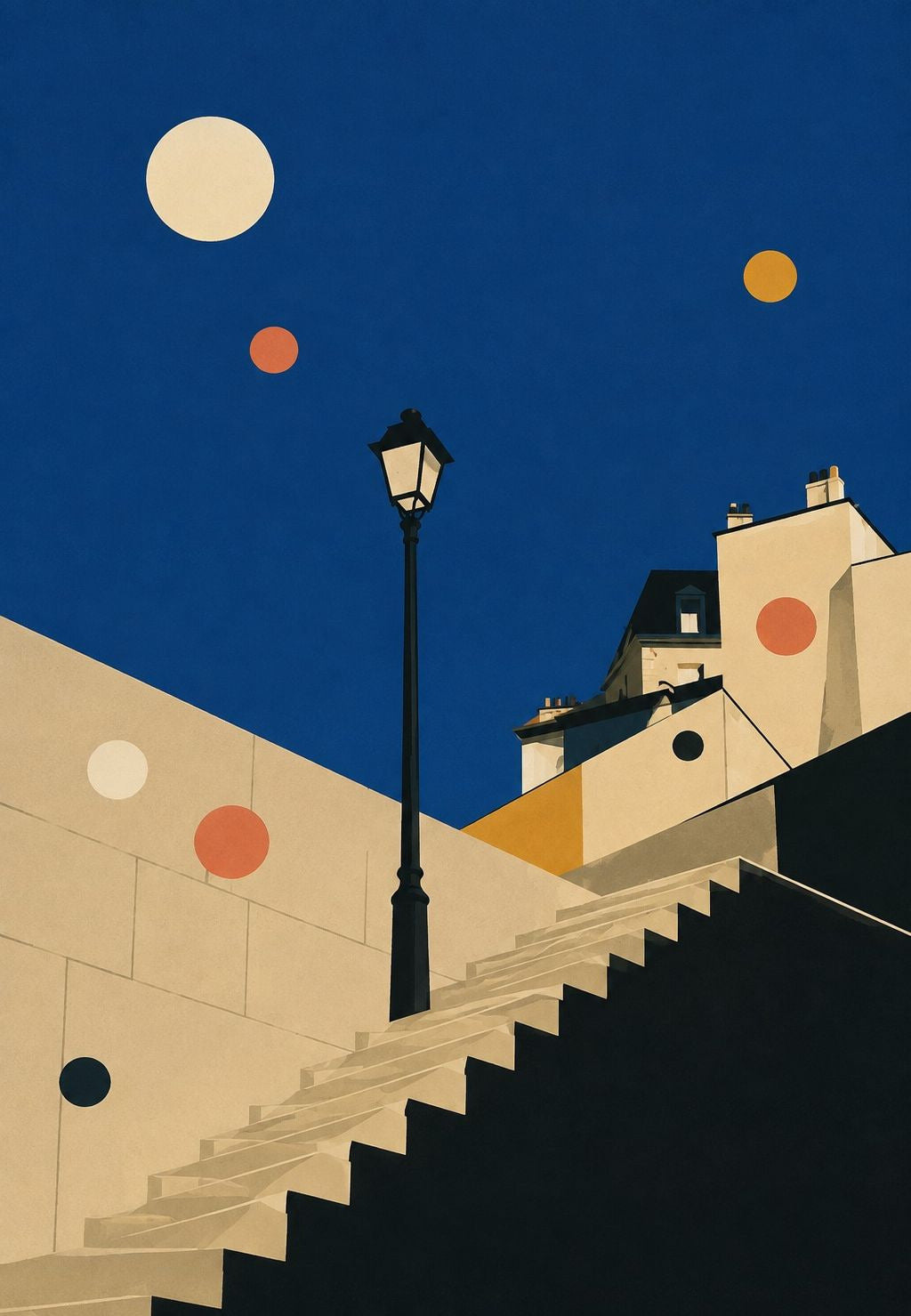 The Montmartre Staircase Under the Moon