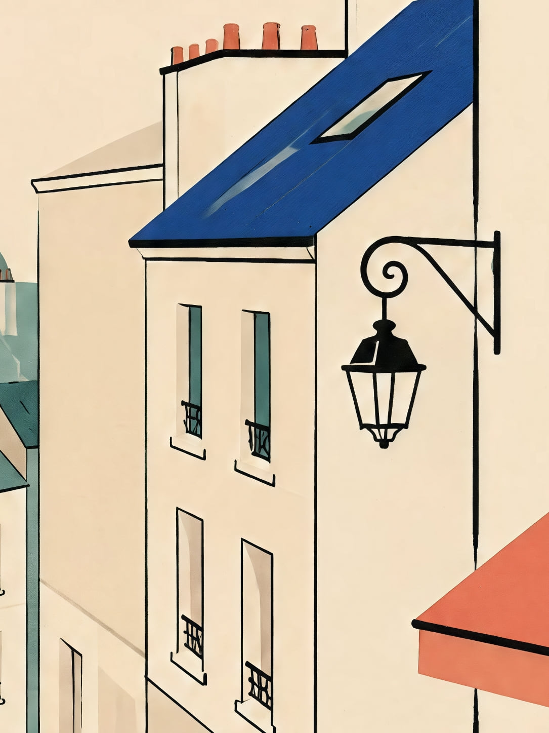 Detail a taille reelle du tirage, affiche ville l escalier vers le sacre coeur