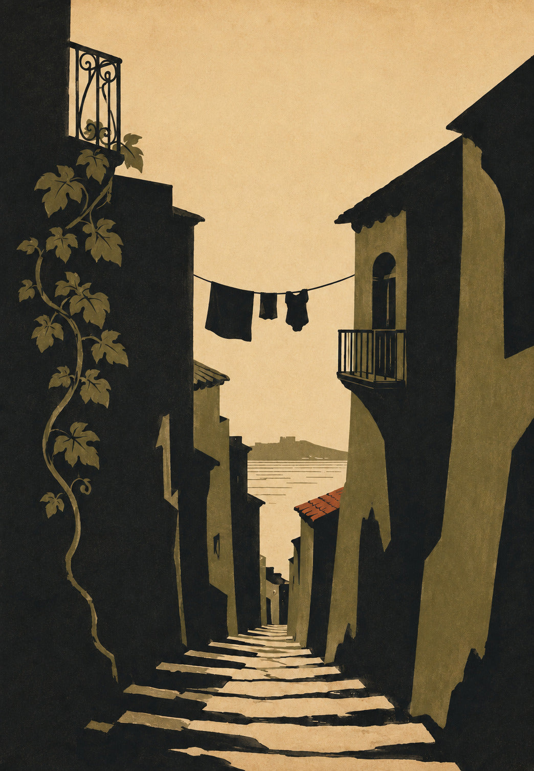 The Naples alley down to the sea