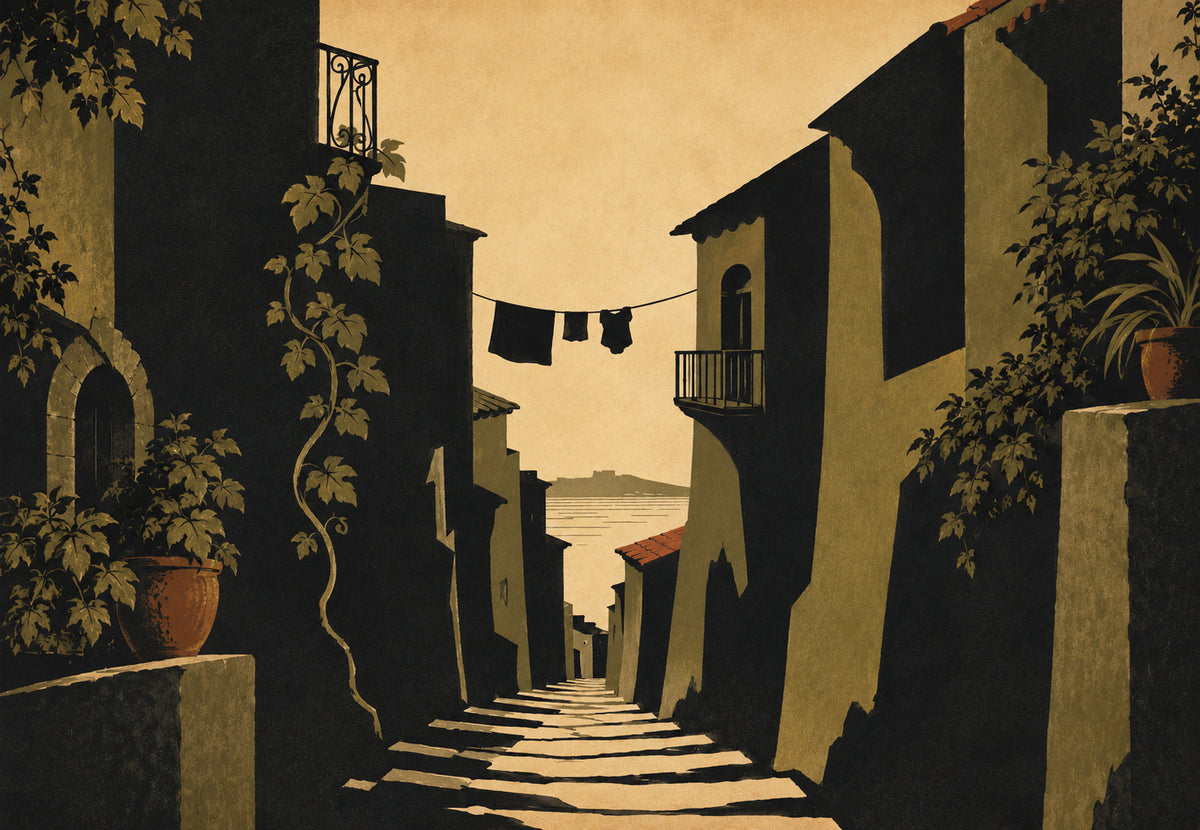 The Naples alley down to the sea (Landscape)