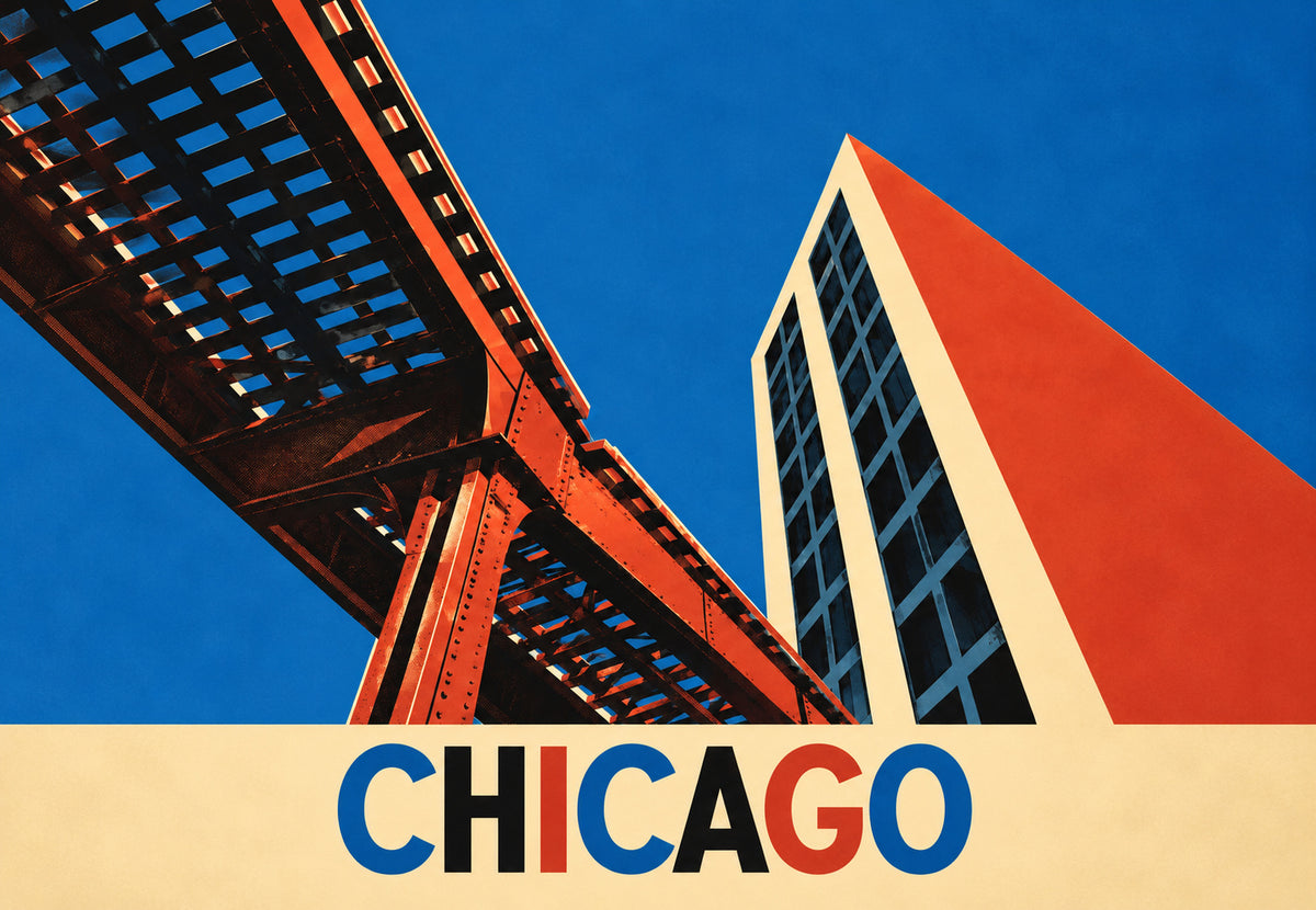The Elevated Train and the Tower of Chicago (Landscape)