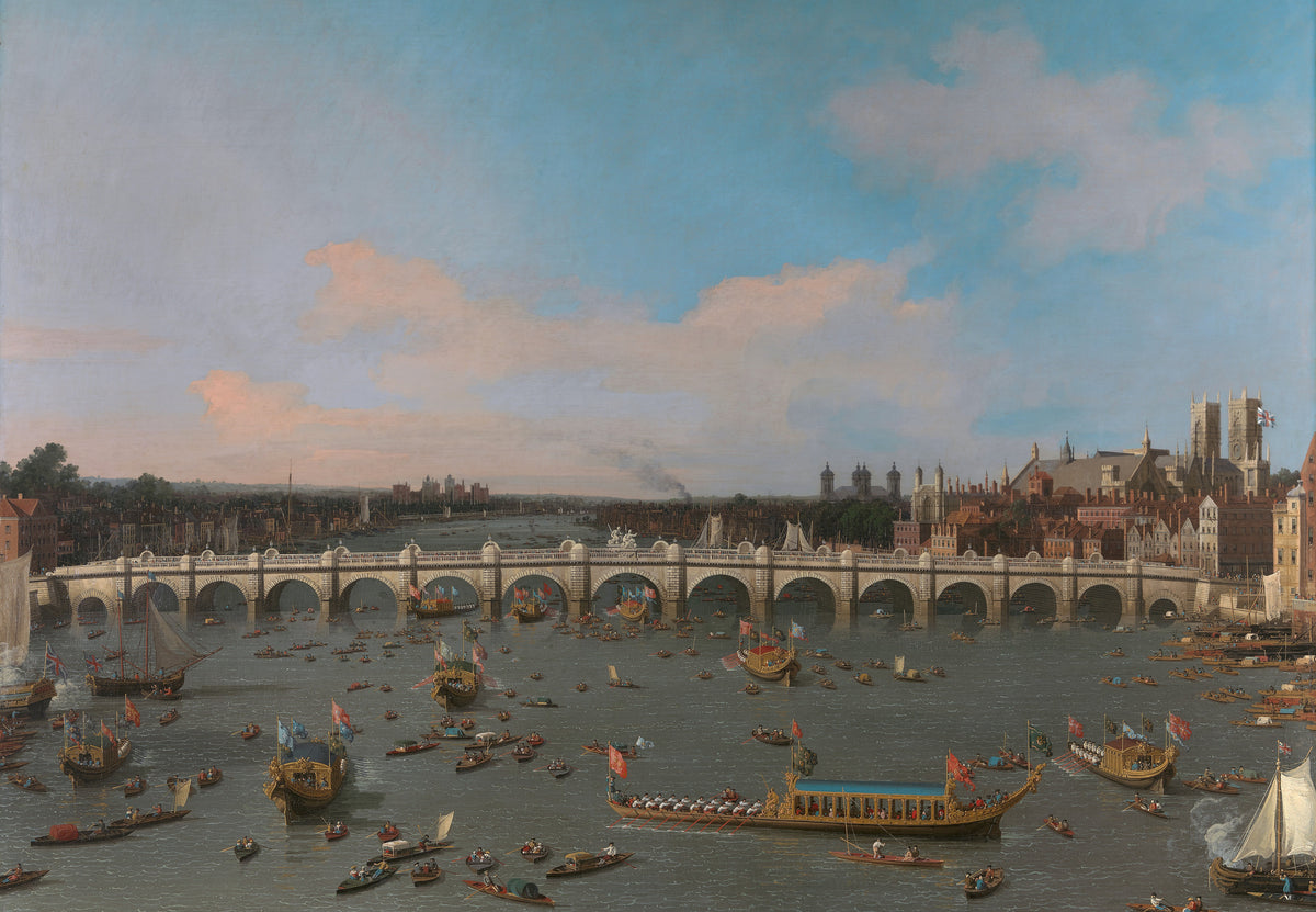 Le pont de Westminster et le cortège du Lord-maire sur la Tamise