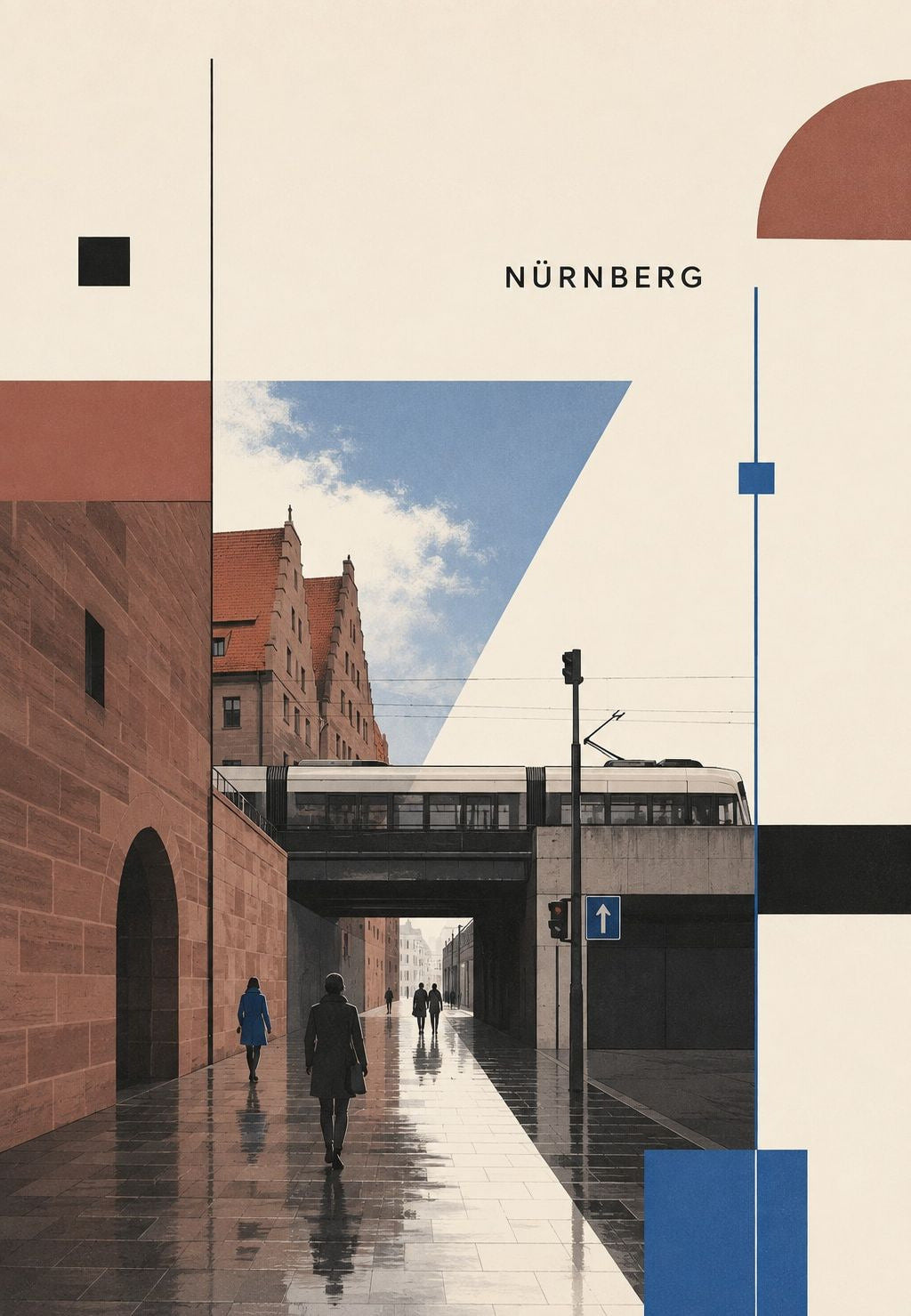 Nuremberg Tram in the Rain