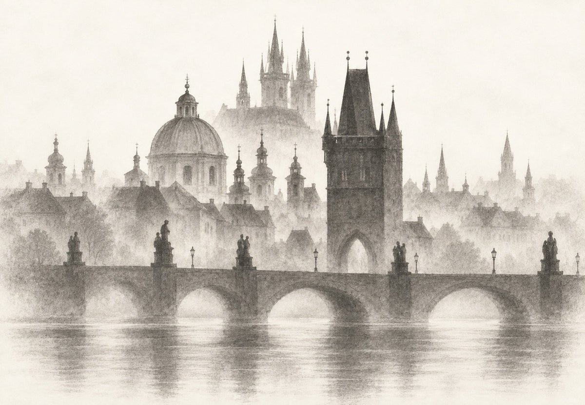 Die alte Brücke im Nebel (Querformat)