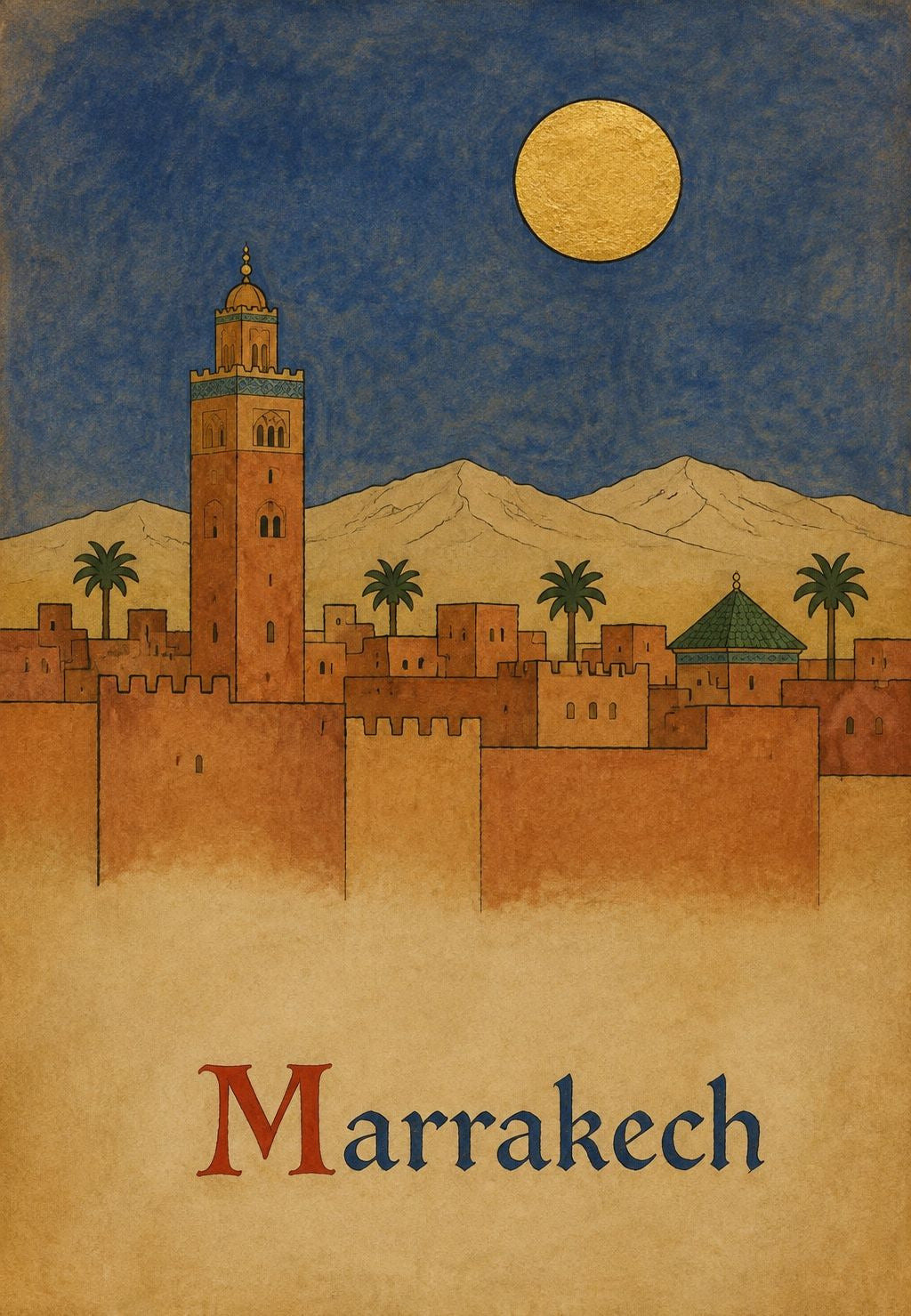 Marrakech bajo la luna llena dorada
