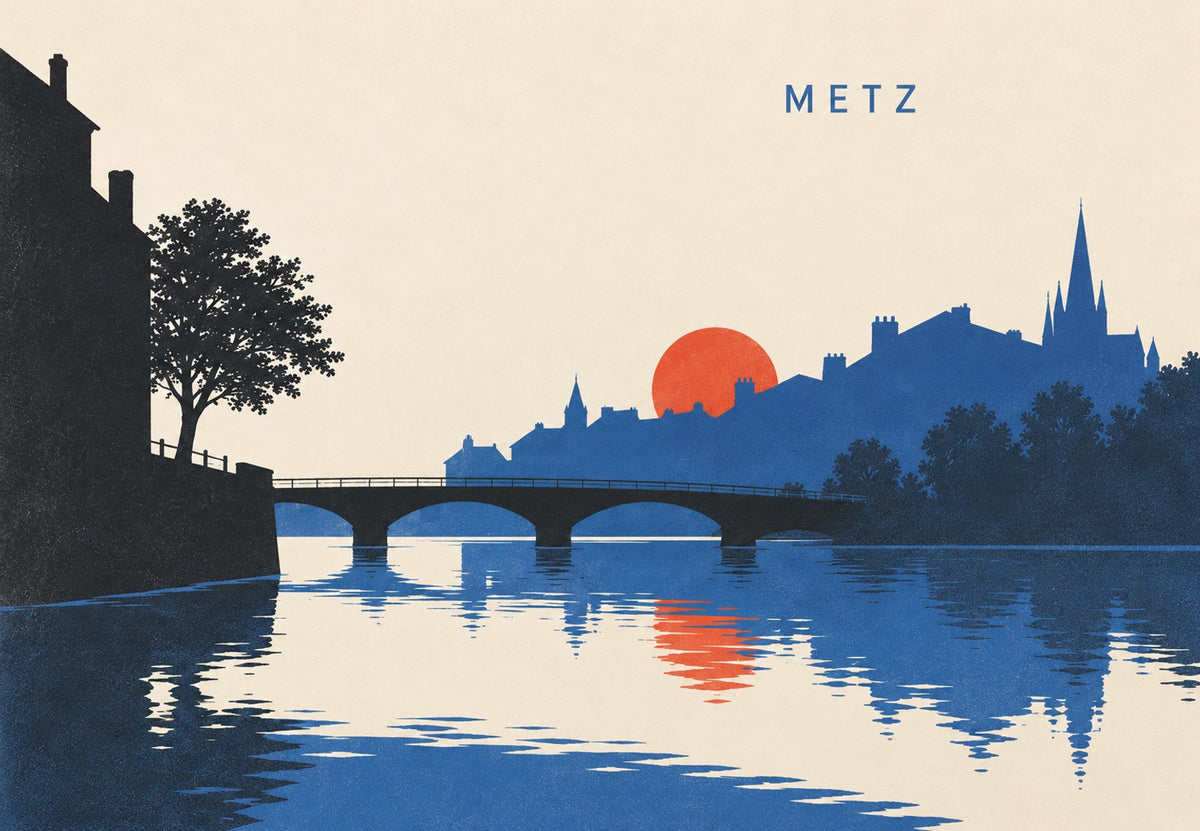 Metz, Spiegelungen der roten Sonne (Querformat)