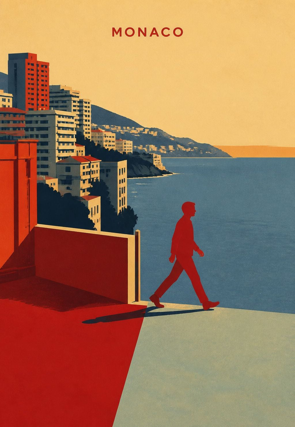 Monaco, der Spaziergang der roten Silhouette