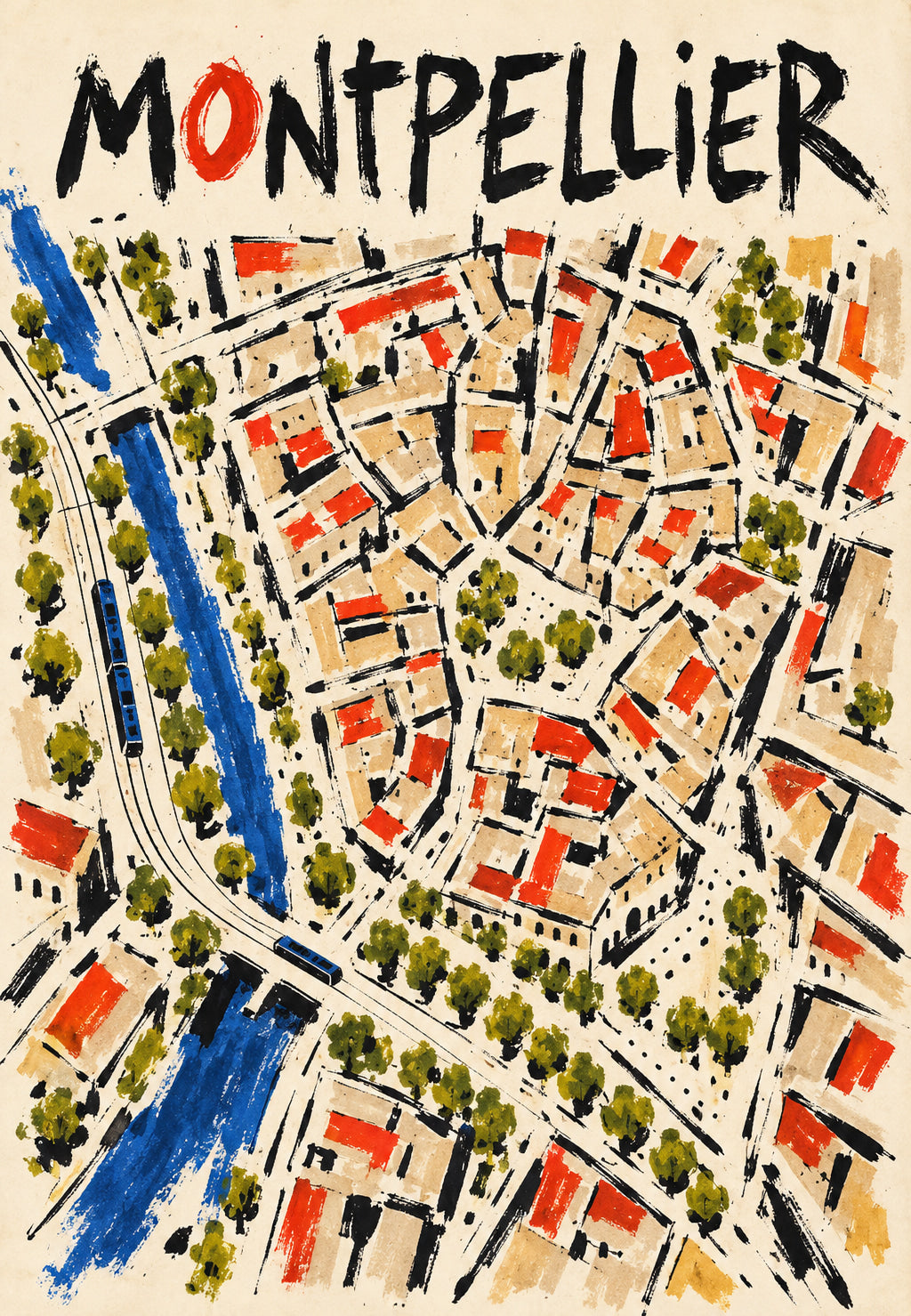 Montpellier, gator och tak