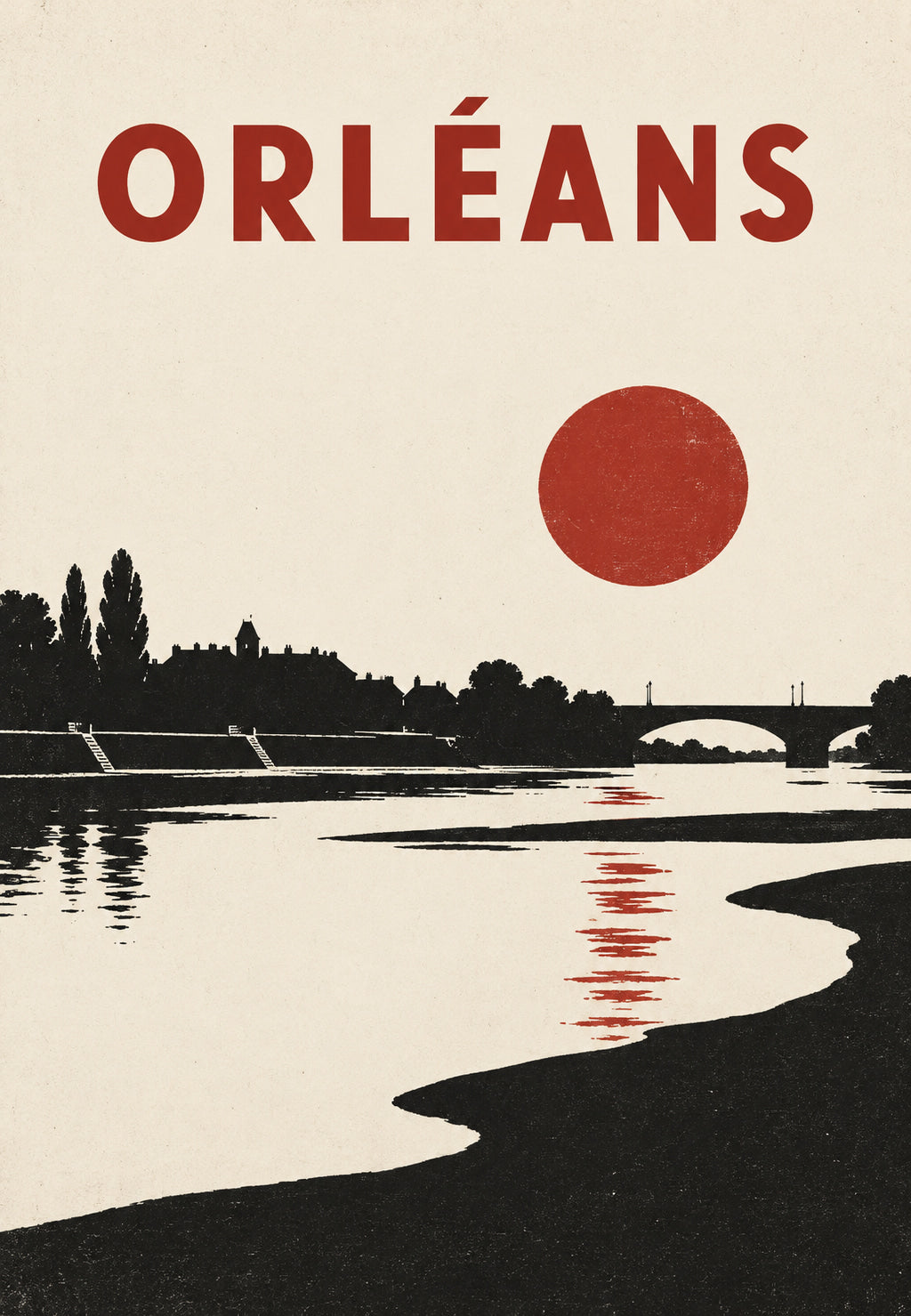 Orléans, solen över Loire