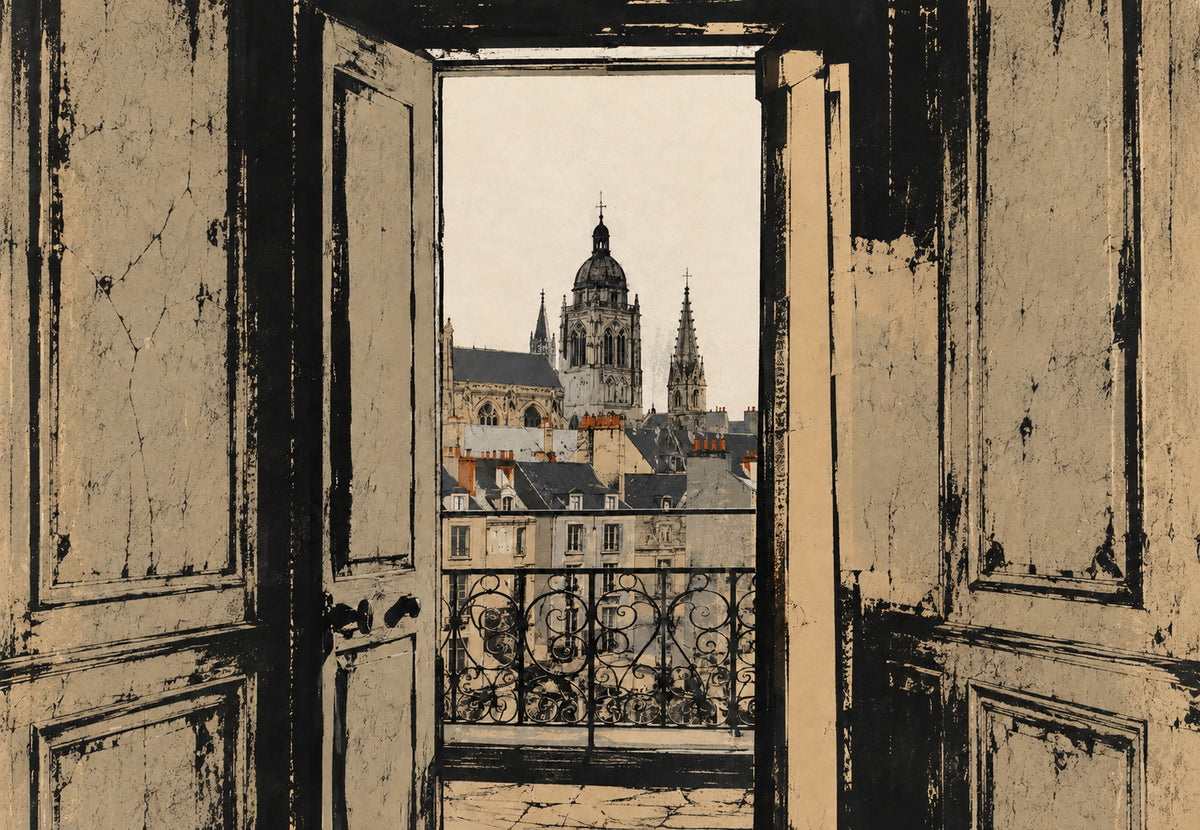 Door Open onto Tours Cathedral (Landscape)