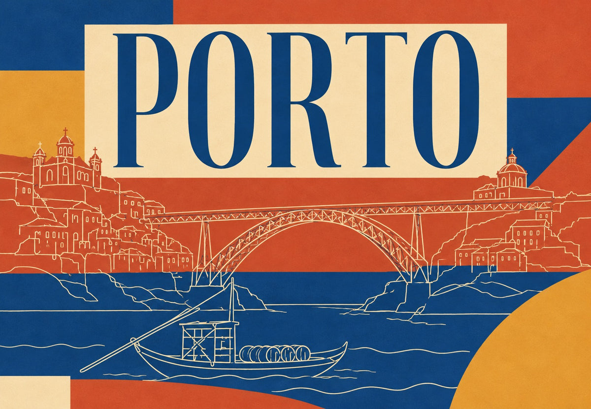 Porto, Iron Bridge and Boat on the River (Landscape)