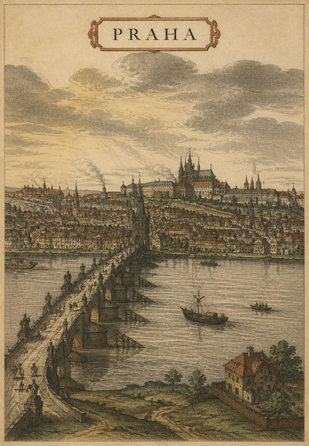 Prague, the Bridge over the River