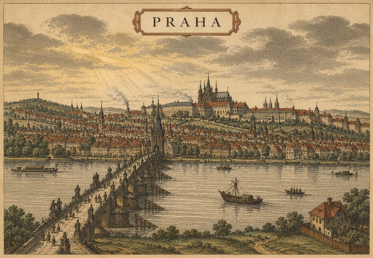 Prague, the Bridge over the River (Landscape)