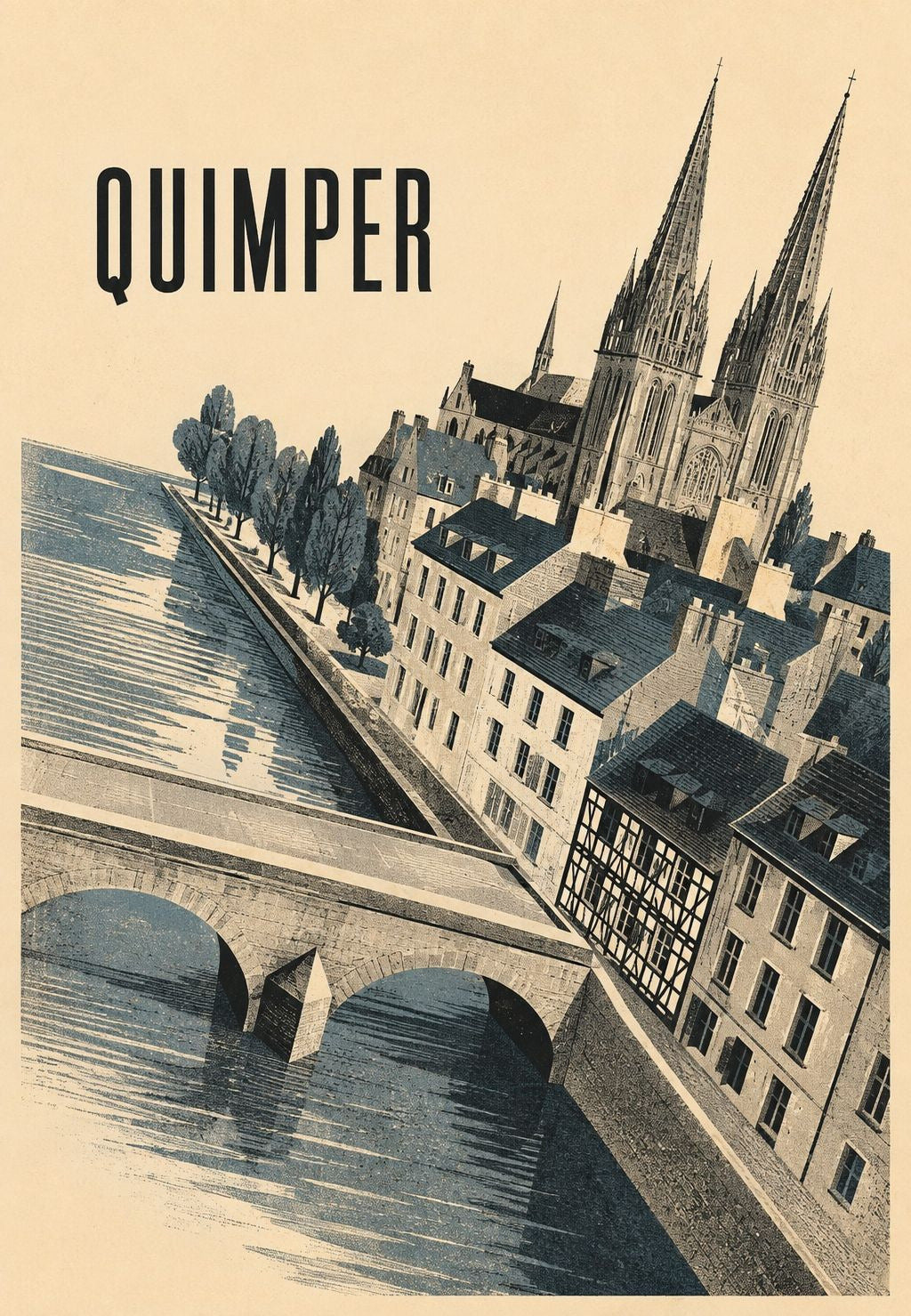 Quimper, catedral y muelles del Odet