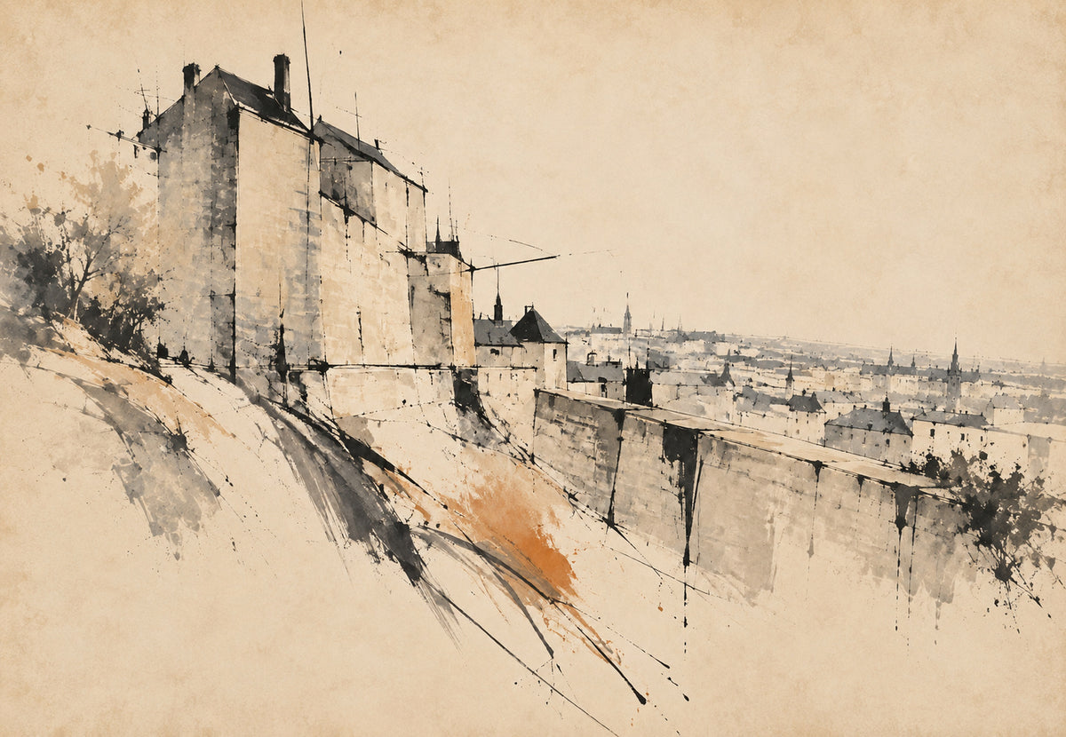 As muralhas de Caen sobre a cidade (Horizontal)