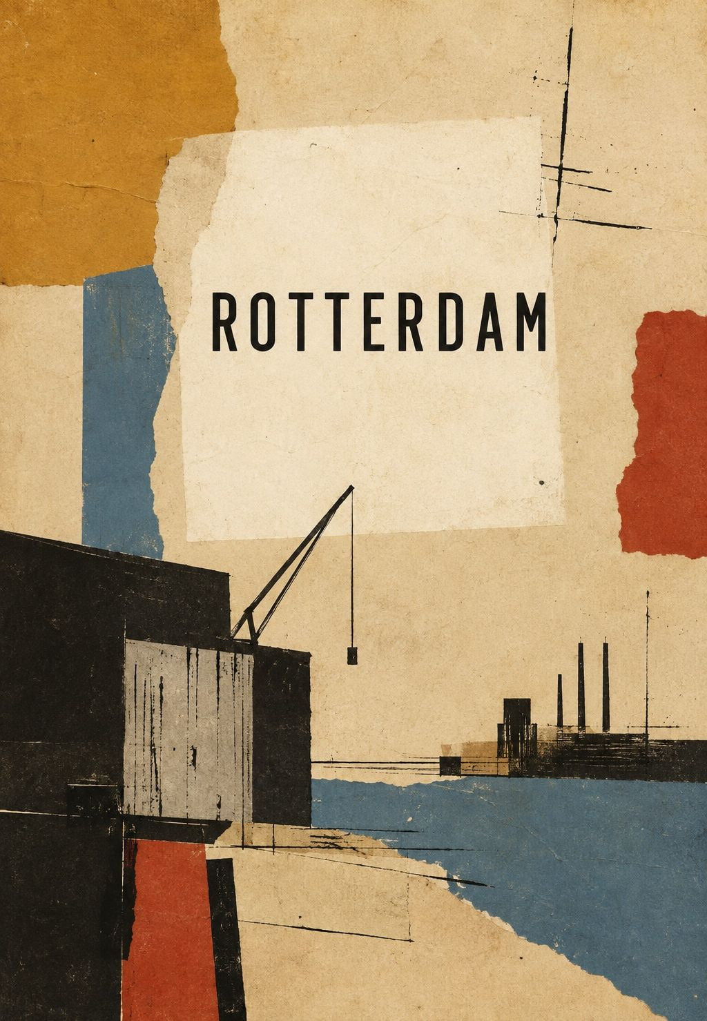 Rotterdam, grue et cheminées du port