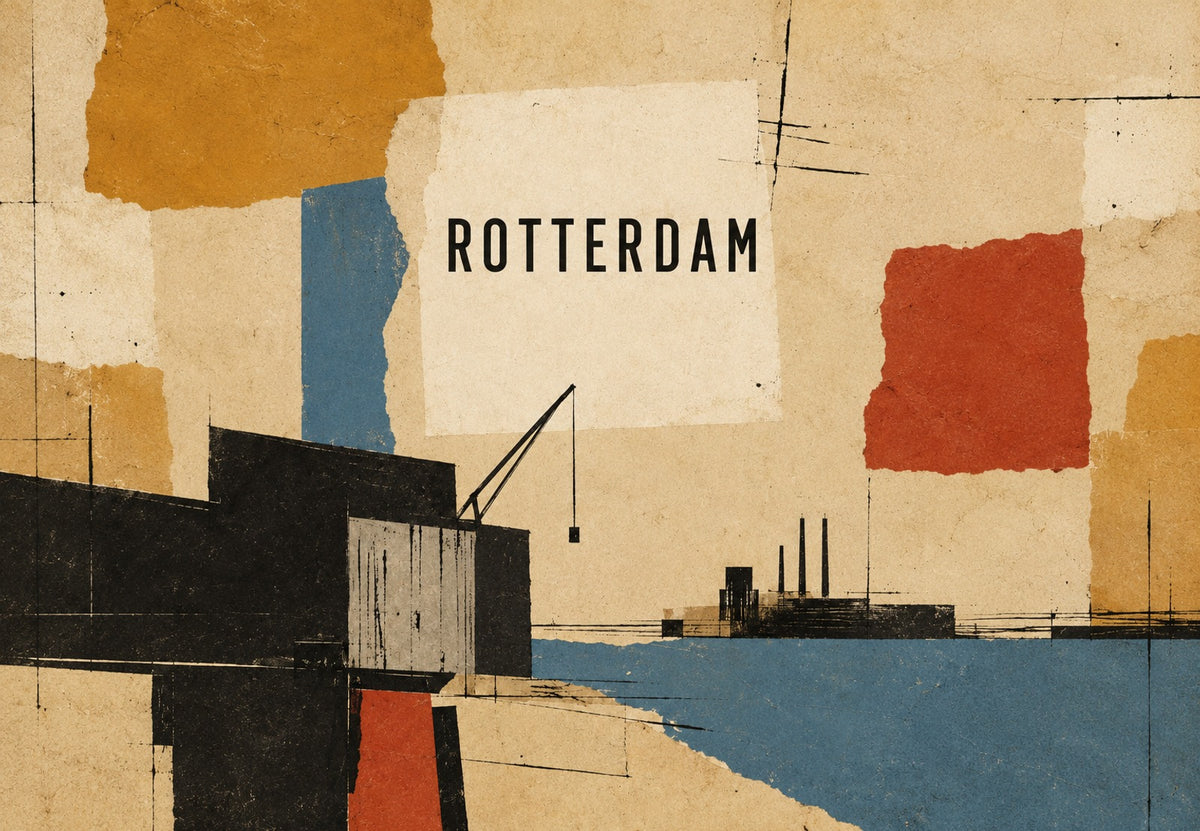 Rotterdam, Crane and Chimneys of the Port (Landscape)