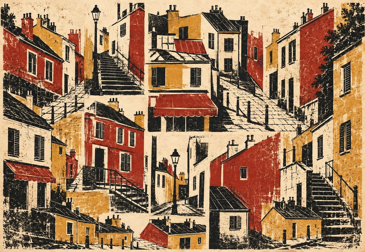 Vielas e escadarias de Montmartre (Horizontal)