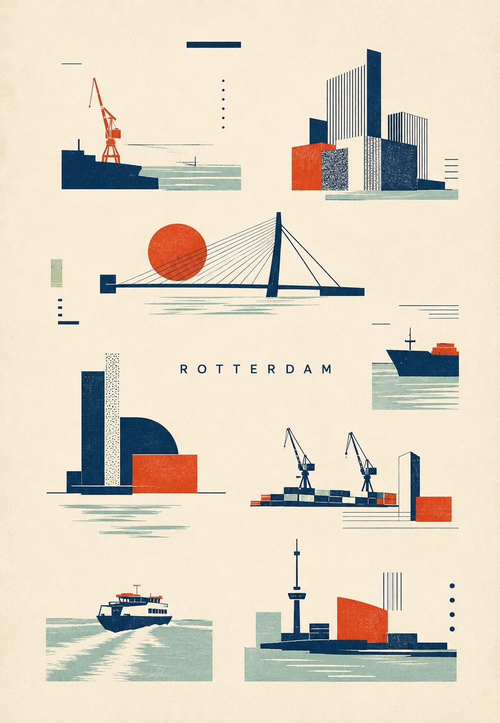 Silhouettes du port de Rotterdam