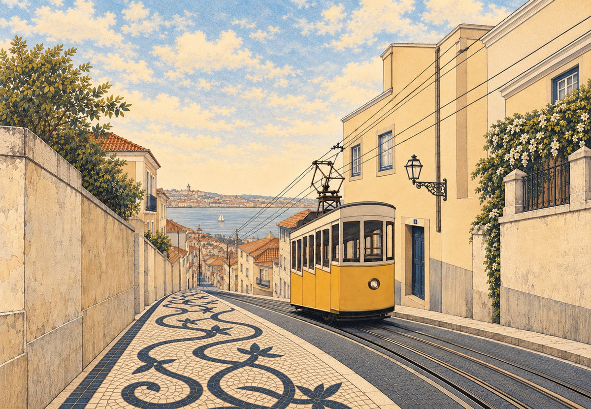 El tranvía amarillo de Lisboa (Horizontal)