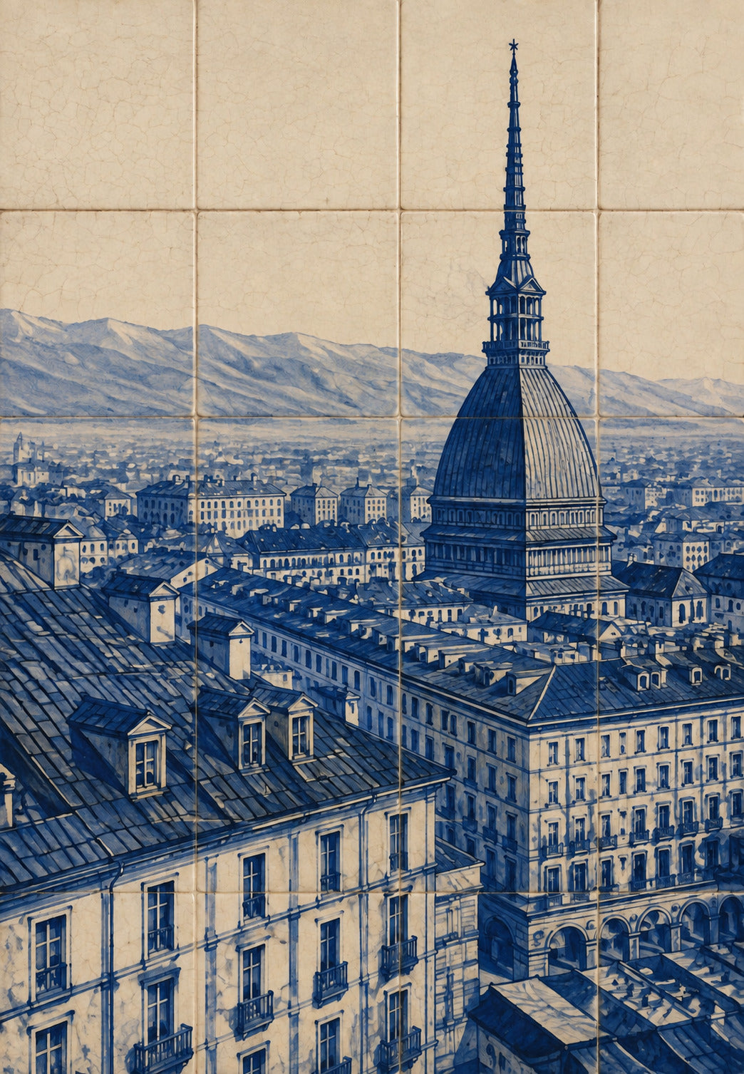Turin in blauer Fayence