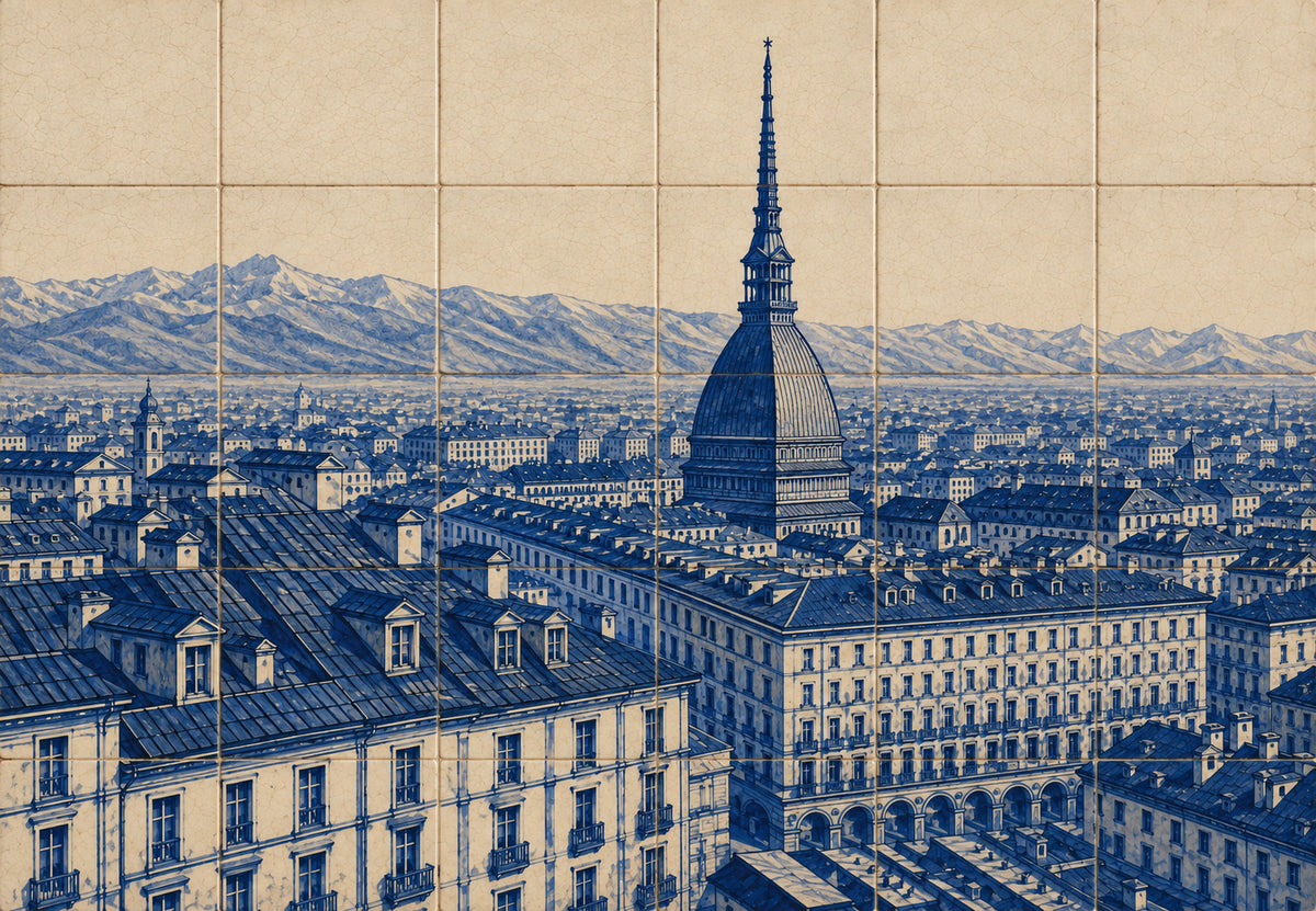 Turin in blauer Fayence (Querformat)