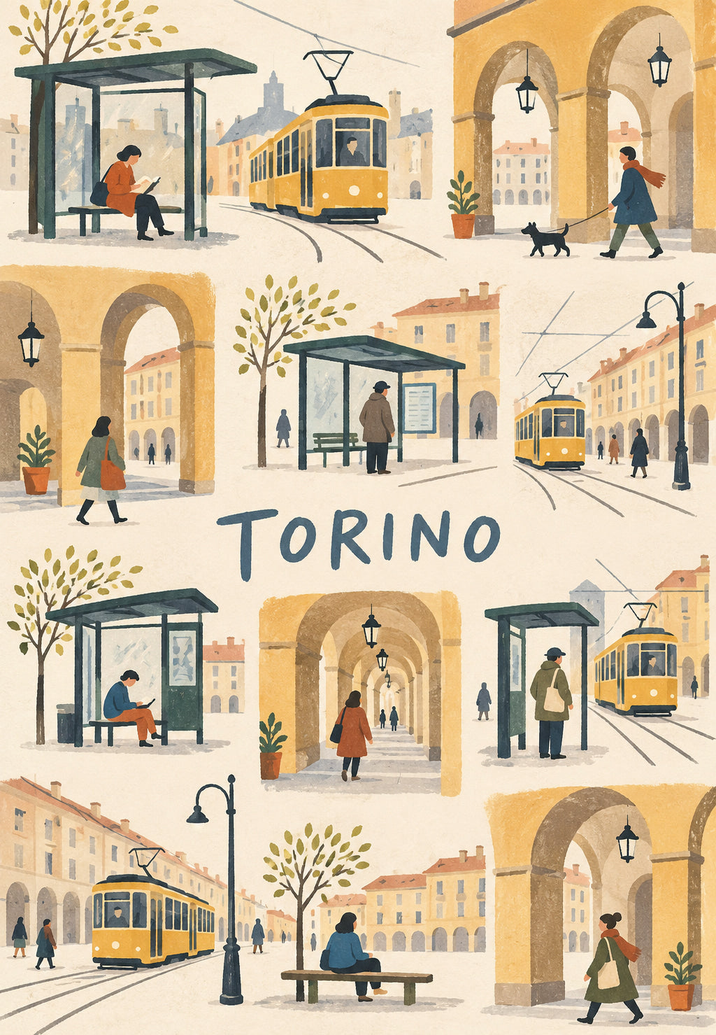 Turin, the Tram along the Streets