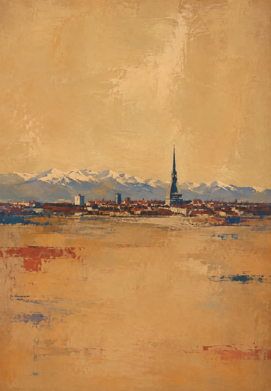Turin unter den schneebedeckten Alpen