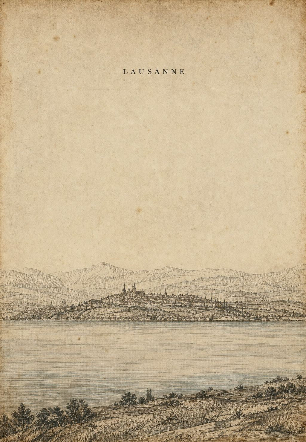 View of Lausanne from Lake Geneva