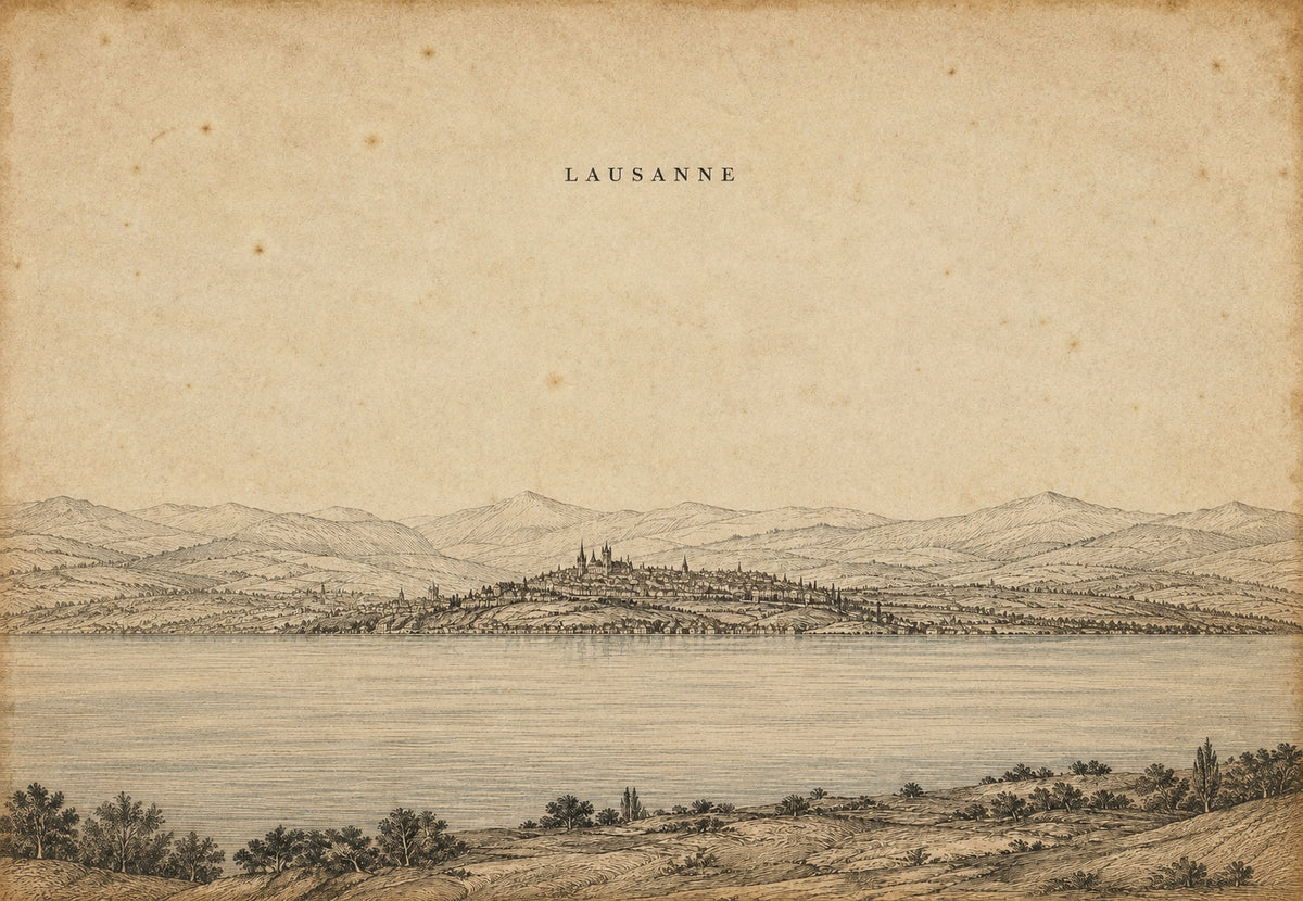 Blick auf Lausanne vom Genfersee (Querformat)