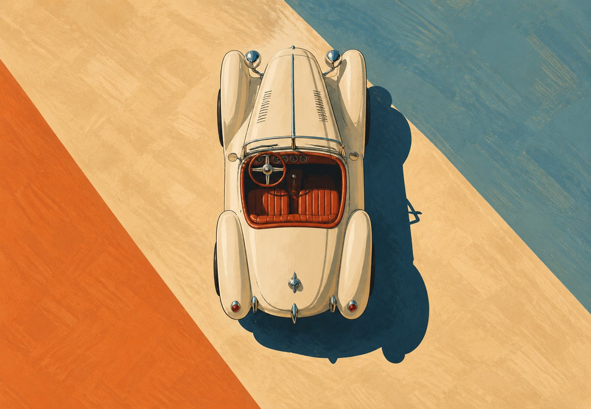 The Cream Sports Car from Behind (Landscape)