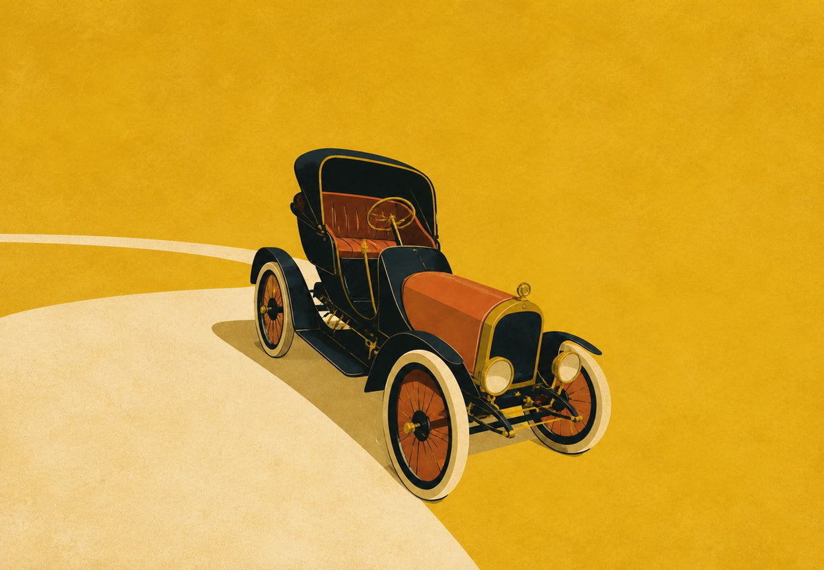 The Vintage Car on the Yellow Track (Landscape)