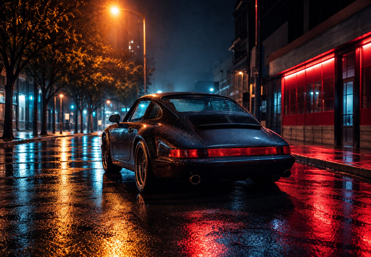 Neon auf nassem Asphalt (Querformat)