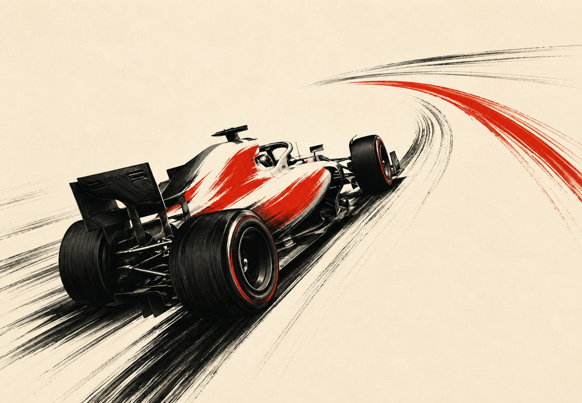 The Formula 1 car in the corner (Landscape)