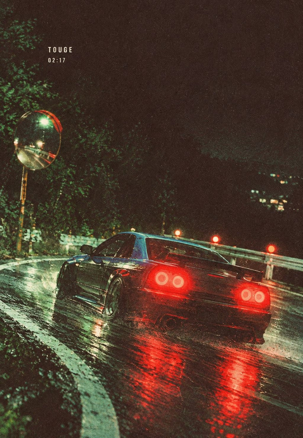 Sports Car in the Night Rain