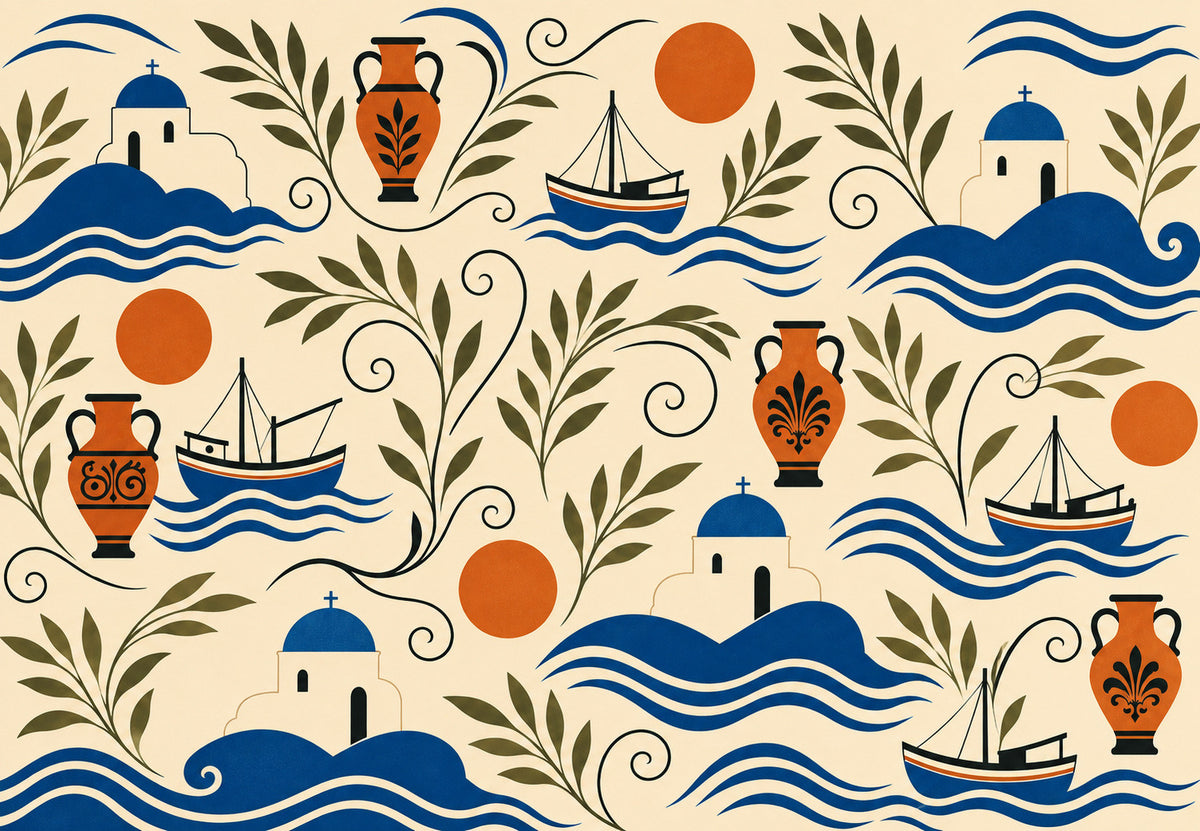 Amphorae and Fishing Boats of the Cyclades (Landscape)