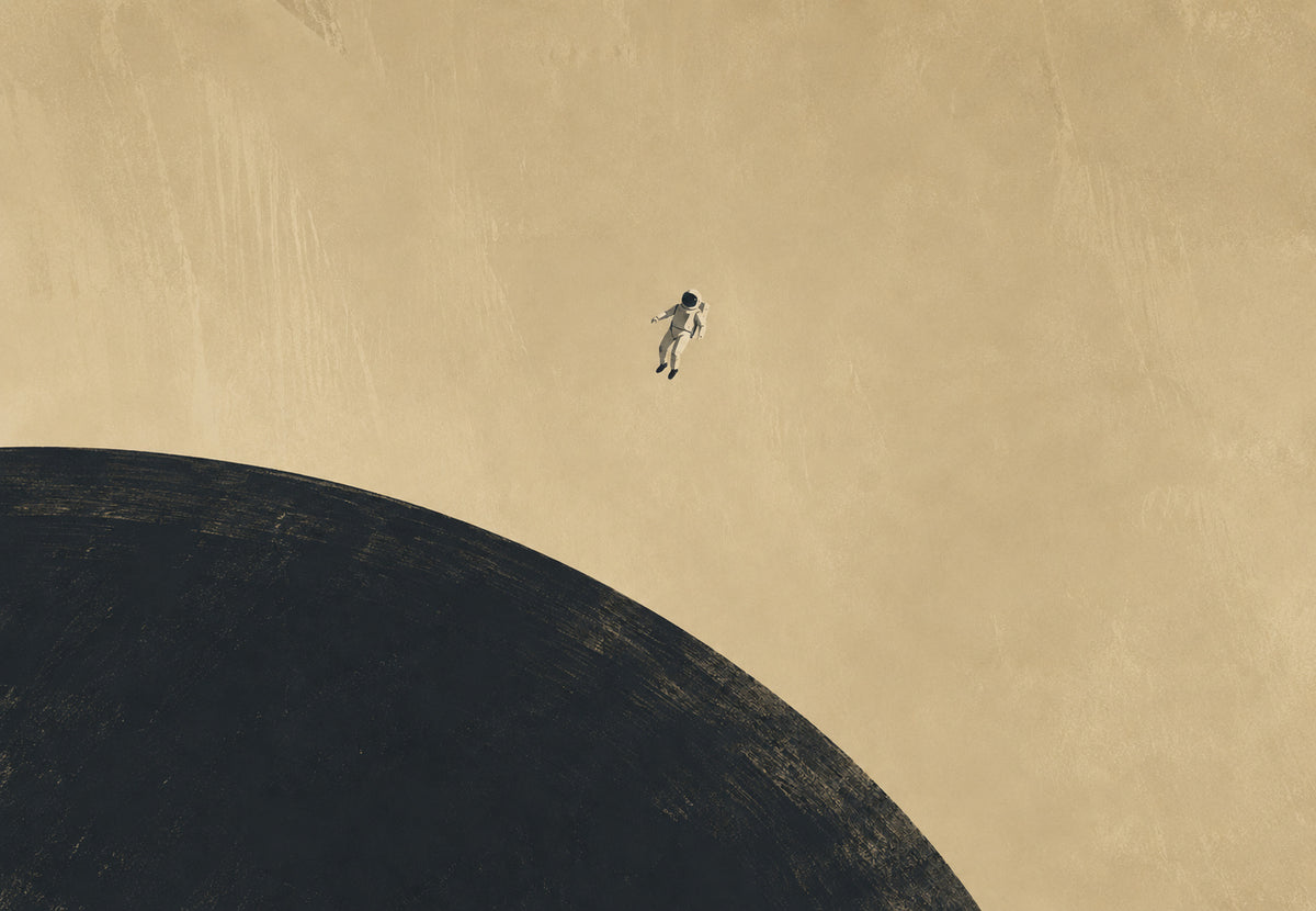 Astronauta in assenza di gravità sopra il pianeta (Orizzontale)
