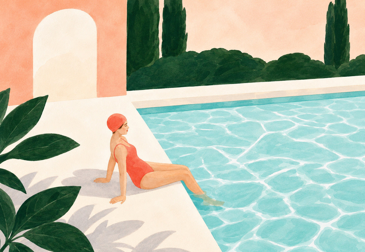 The bather by the pool (Landscape)
